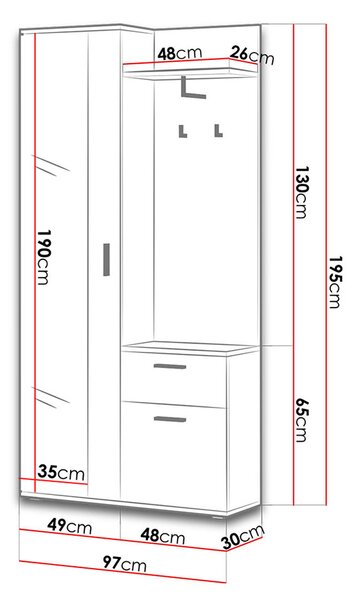Zondo.hr Ormar za predsoblje Climax (hrast sonoma + bijela). 1054247