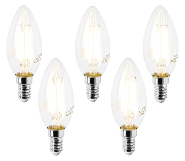 Set od 5 LED žarulja E14 B35 prozirne 2,2 W 470 lm 2700 K
