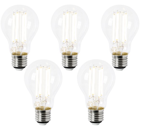 Set od 5 LED žarulja E27 A60 prozirne 2,2 W 470 lm 2700 K