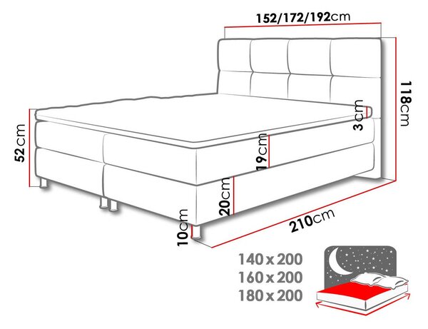 Bračni krevet Boxspring 140 cm Amarydia (fresh 01)