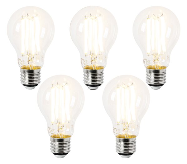 Set od 5 LED žarulja E27 A60 prozirne 3,8 W 806 lm 2700 K