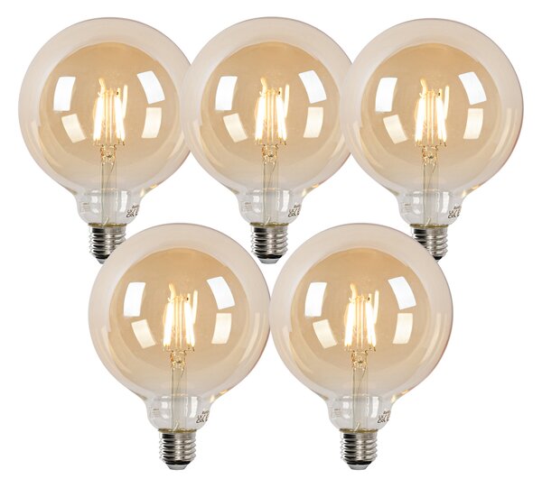 Set od 5 pametnih LED žarulja E27 G125 zlatne 4,9 W 470 lm 1800-4000 K