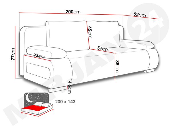 Sofa Erlissa (mali jastuci Alova 36) (veliki jastuci Lawa 05)
