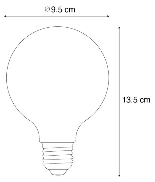 Set od 5 E27 Prigušiva LED spiralna žarulja s filamentom G95 4W 270lm 2700K