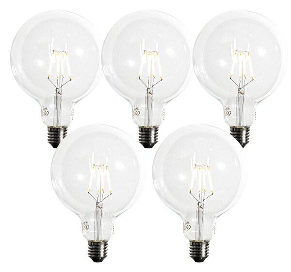 Set od 5 E27 Prigušiva LED spiralna žarulja s filamentom G125 5W 450lm 2200K