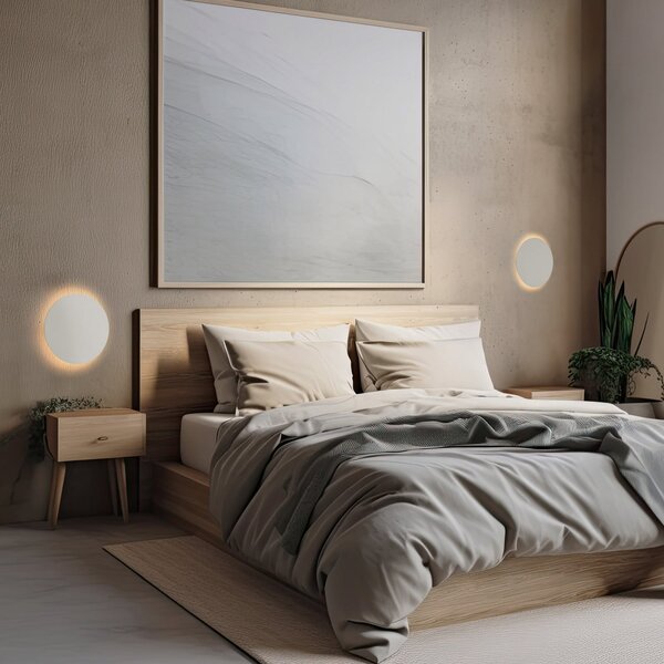 TK Lighting Luna zidna svjetiljka, bež, indirektno svjetlo, Ø 30 cm, čelik, prigušiva, Bež, Dnevni boravak/blagovaonica, Metal