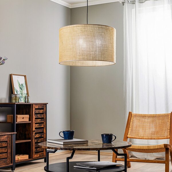 TK Lighting Viseća svjetiljka Juta, jedna žarulja Ø 50 cm, prigušiva, Smeđa / hrđa, Dnevni boravak/blagovaonica, Tkanina / tekstil
