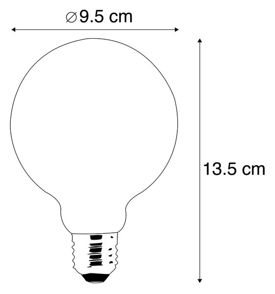 Set od 3 LED žarulja E27 Dim to Warm G95 zlatne 8W 806lm 2000-2700K