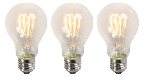 Set od 3 LED žarulja s uvijenom žarnom niti E27 A60 prozirne 3W 210lm 2200K