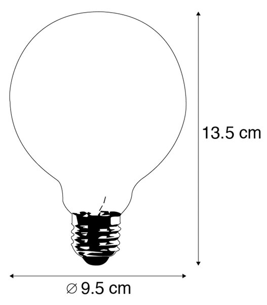 Set od 3 LED žarulja s uvijenom žarnom niti E27 G95 prozirne 5W 400lm 2200K