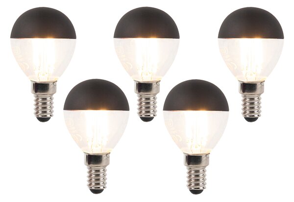 Set od 5 prigušivih LED žarulja s filamentom E14 P45 crna 300lm 2700K