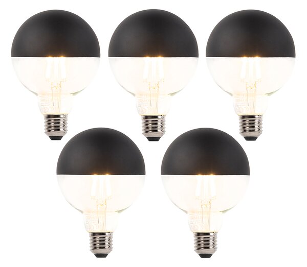 Set od 5 prigušivih LED žarulja s filamentom E27 G95 crna 550lm 2700K