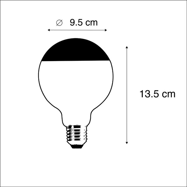 Set od 5 prigušivih LED žarulja s filamentom E27 G95 crna 550lm 2700K
