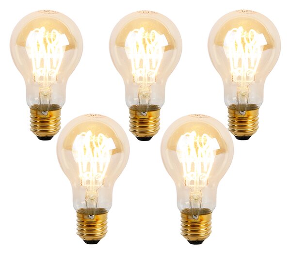 Set od 5 E27 prigušivih LED spiralnih žarulja A60 Goldline 4W 270 lm 2200K