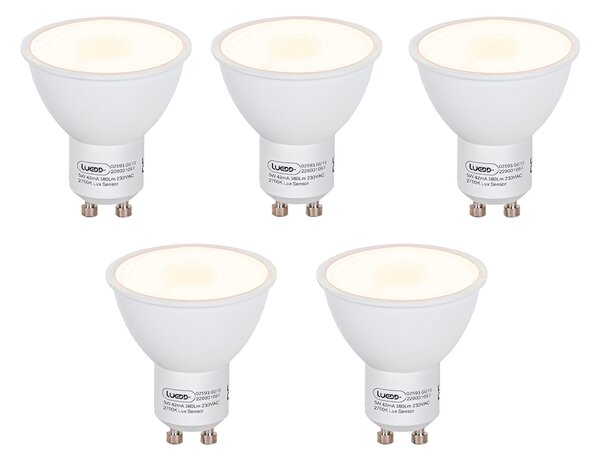 Set od 5 GU10 LED žarulja s senzorom sumraka 5W 380lm 2700K