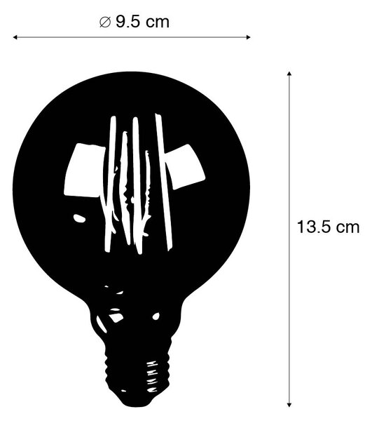 Set od 5 E27 3-stupanjskih prigušivih LED žarulja G95 zlatno staklo 5W 380lm 2200K