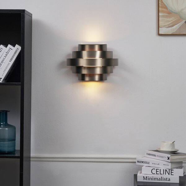 Moderna zidna svjetiljka metalno siva uklj. LED s 3-stupanjskim prigušivanjem - Lines