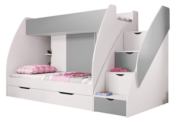 Krevet na kat 80 cm Mareus (siva) (s podnicom)