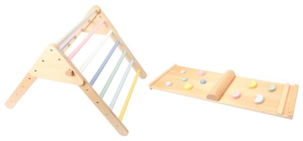 Drveni Piklerov trokut MONTY, 59 cm, s Montessori pločom, višebojni ELIS design