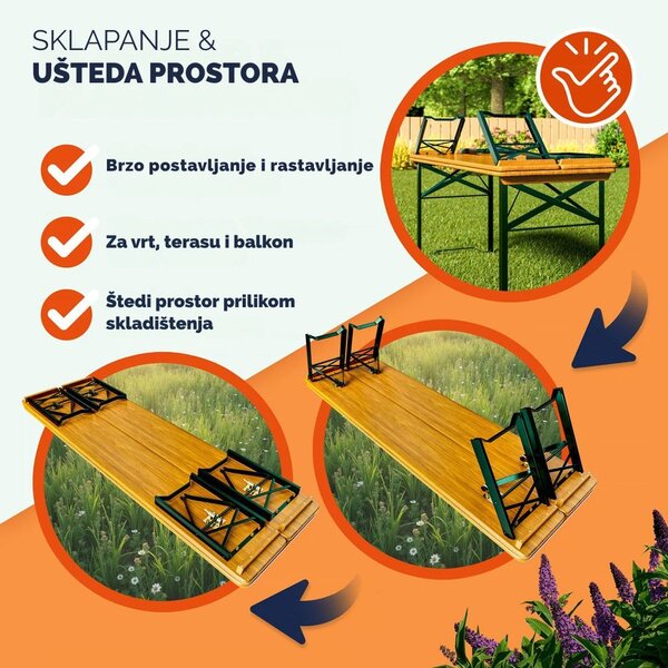 Pivski set KLASIK, 170 cm, prirodna smeđa Casaria