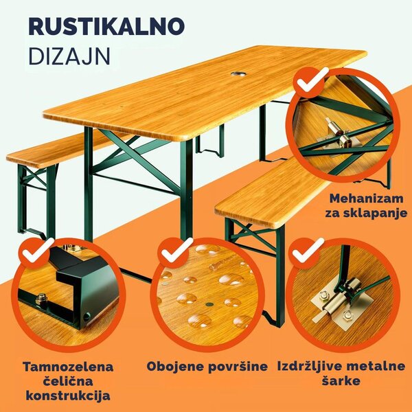 Pivski set KLASIK, 170 cm, prirodna smeđa Casaria