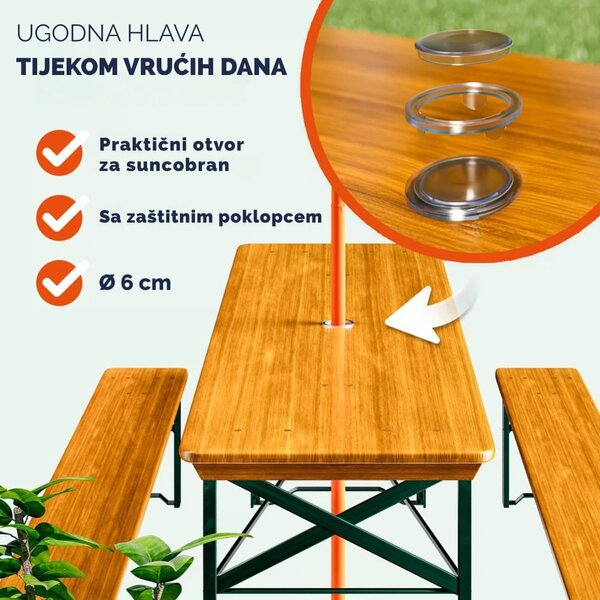 Pivski set KLASIK, 170 cm, prirodna smeđa Casaria