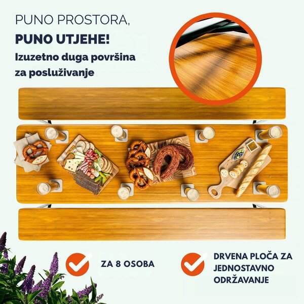 Pivski set KLASIK, 170 cm, prirodna smeđa Casaria