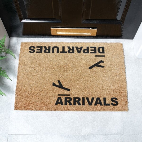 Otirač od kokosovih vlakana 40x60 cm Arrivals and Departures – Artsy Doormats