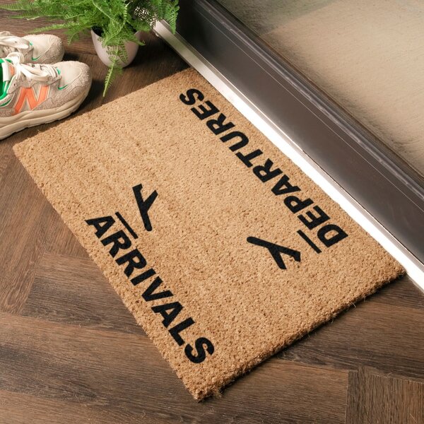 Otirač od kokosovih vlakana 40x60 cm Arrivals and Departures – Artsy Doormats