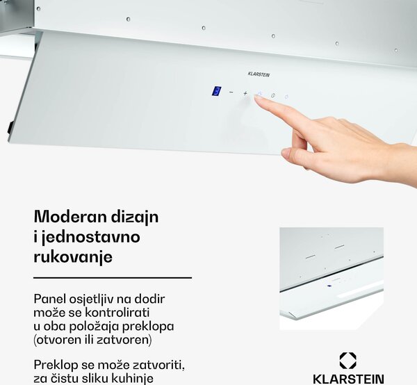 Klarstein Napa za ventilaciju, upravljanje dodirom, ekstrakcija/recirkulacija, EEK A+, 3 razine, LED, tihi