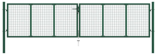 VidaXL Mrežasta vrtna vrata čelična 400 x 75 cm zelena