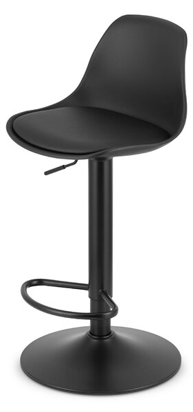 Crna barska stolica HOGA od eko kože s crnom nogom