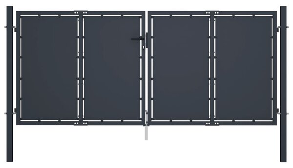 VidaXL Vrtna vrata čelična 300 x 125 cm antracit