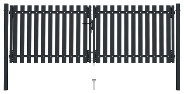 VidaXL Dvostruka vrata za ogradu od čelika 306 x 125 cm antracit