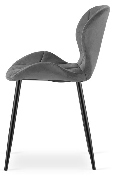Blagovaonska stolica MANGO VELVET s crnim nogama, tamno siva