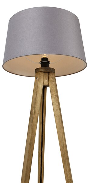 Rustikalni tronožni vintage drveni s platnenim sjenilom tamno sive boje 45 cm - Tripod Classic