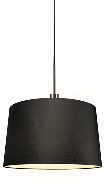 Moderna viseća svjetiljka čelik s crnom hladom 45 cm - Combi 1