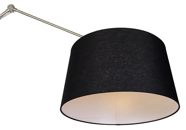 Moderna podna lampa od čelika s abažurom od crnog lana 45 cm - Editor