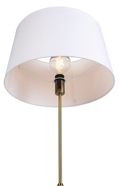 Podna lampa brončana s platnenim sjenilom bijela 45 cm podesiv - Parte