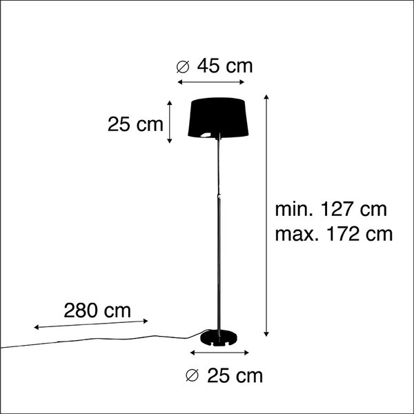 Podna lampa zlatna/mesingana s bijelom sjenilom od lana 45 cm - Parte