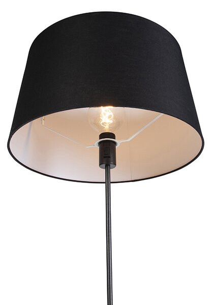 Podna lampa crna s crnom sjenilom od lana 45 cm podesiva - Parte