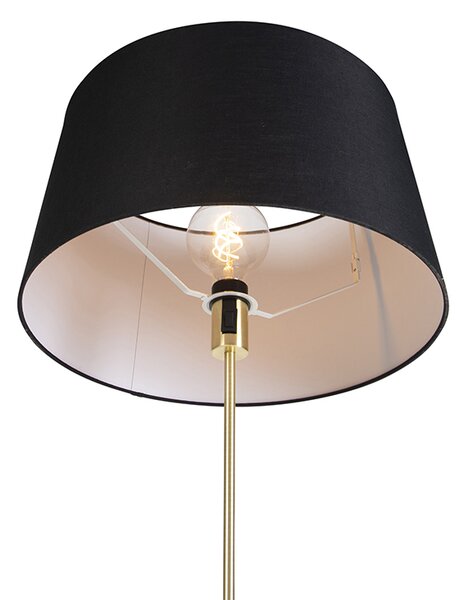 Podna lampa zlatna/mesingana s crnom sjenilom od platna 45 cm - Parte