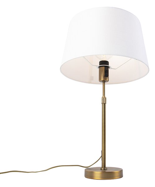 Stolna svjetiljka brončana s platnenom sjenilom bijela 35cm - Parte