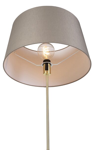 Podna svjetiljka zlatna/mesingana s platnenom sjenilom taupe boje 45 cm - Parte