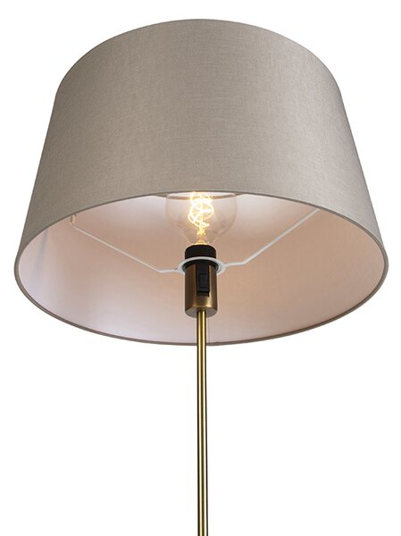 Podna svjetiljka brončana s platnenim sjenilom boje taupe 45 cm podesiv - Parte