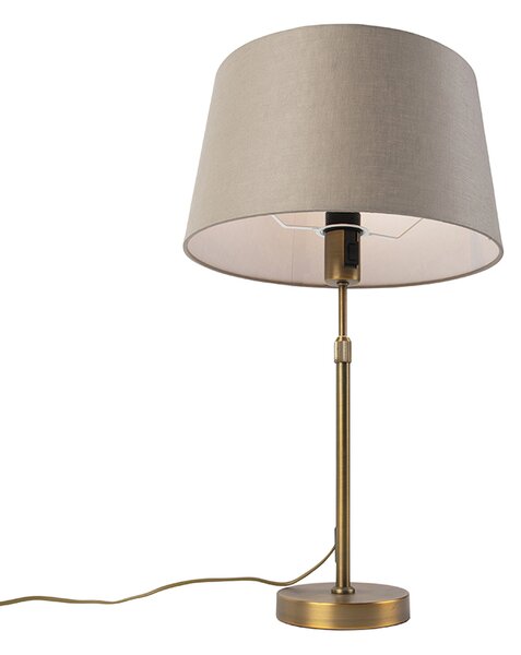 Stolna svjetiljka brončana s platnenim sjenilom taupe 35 cm - Parte