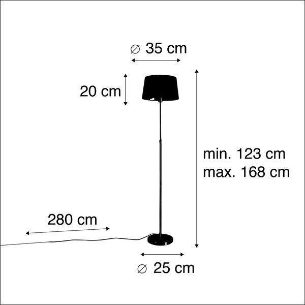 Podna svjetiljka zlatna / mesing s podesivim crnim hladom 35 cm - Parte