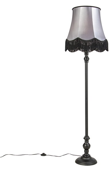 Podna svjetiljka crna s Granny hladom crna sa sivom - Classico