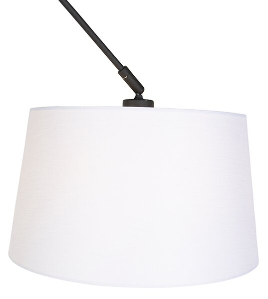 Zidna svjetiljka crna s platnenim sjenilom bijele boje 35 cm - Blitz