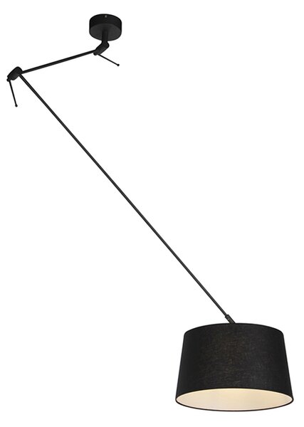 Zidna svjetiljka crna s platnenim sjenilom crna 35 cm - Blitz